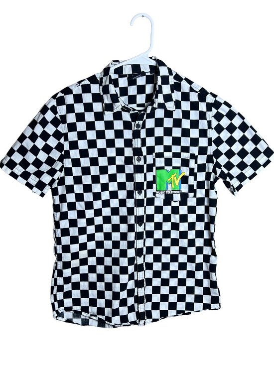 MTV Other - MTV Checkerboard Short Sleeve Button Up Shirt Medium